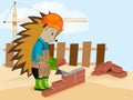 Hedgehog builder. Vector illustration.